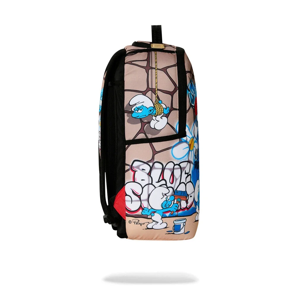 Sprayground Smurfs Big Mural Backpack Unisex Blue Graphic Shoulder Strap SPR379